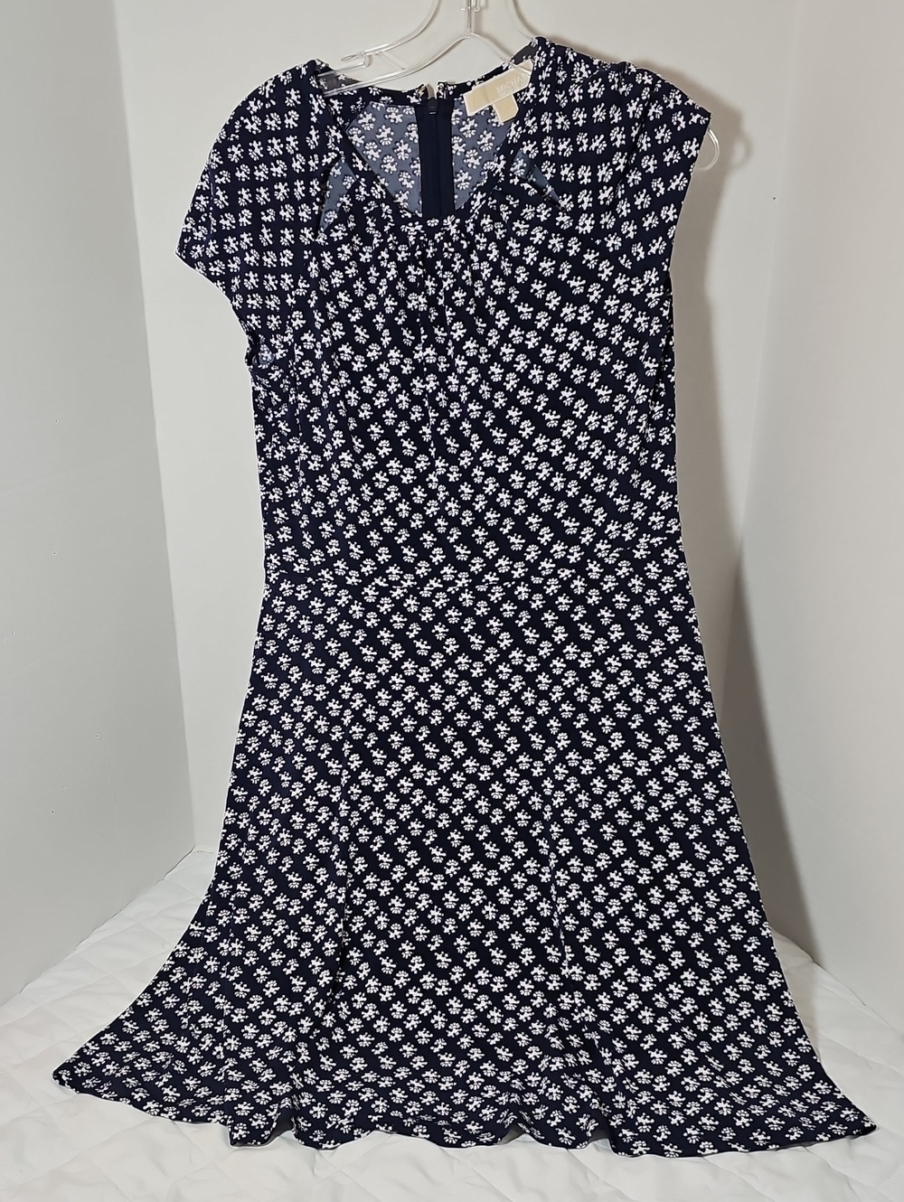 Michael Kors Navy and White Floral Midi Dress